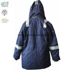 Anti Static Hooded Fire Resistant Winter Coat With Reflective Tape 250gsm